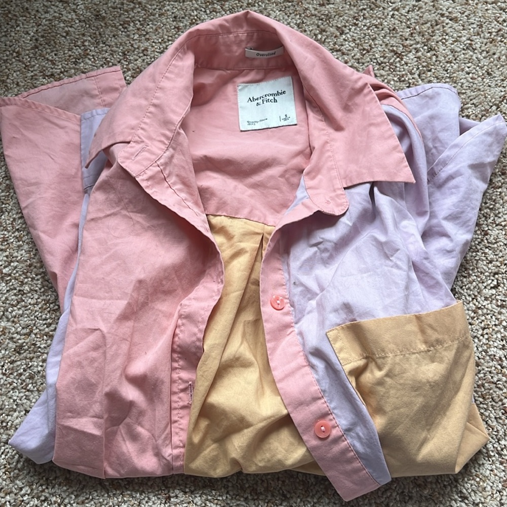 Abercrombie & Fitch Oversized Color Block Button … - image 4